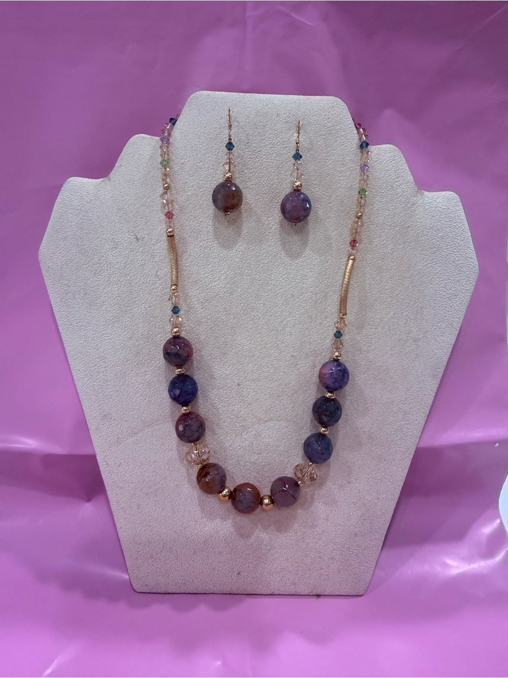 Multicolor Beaded Necklace and Earring Set